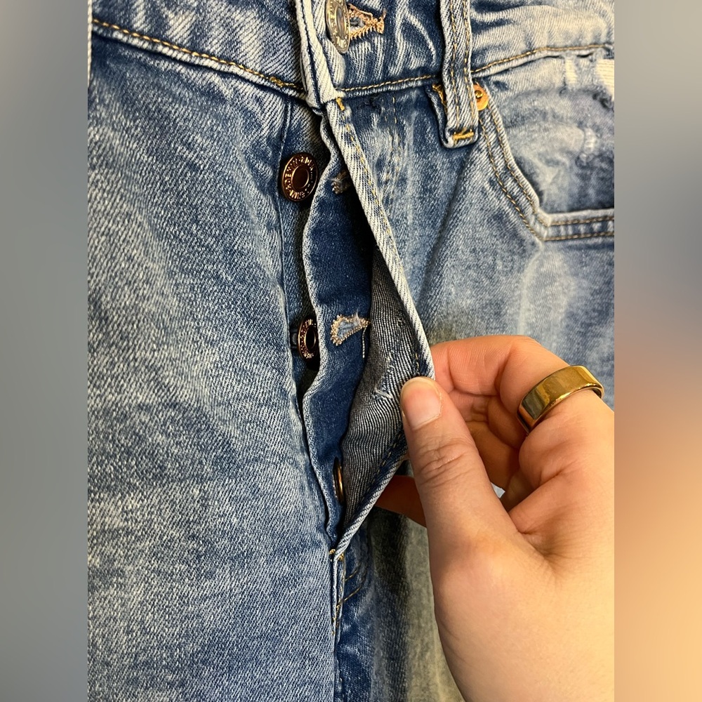 & Denim Distressed Blue Denim Jeans - Picture 4 of 11